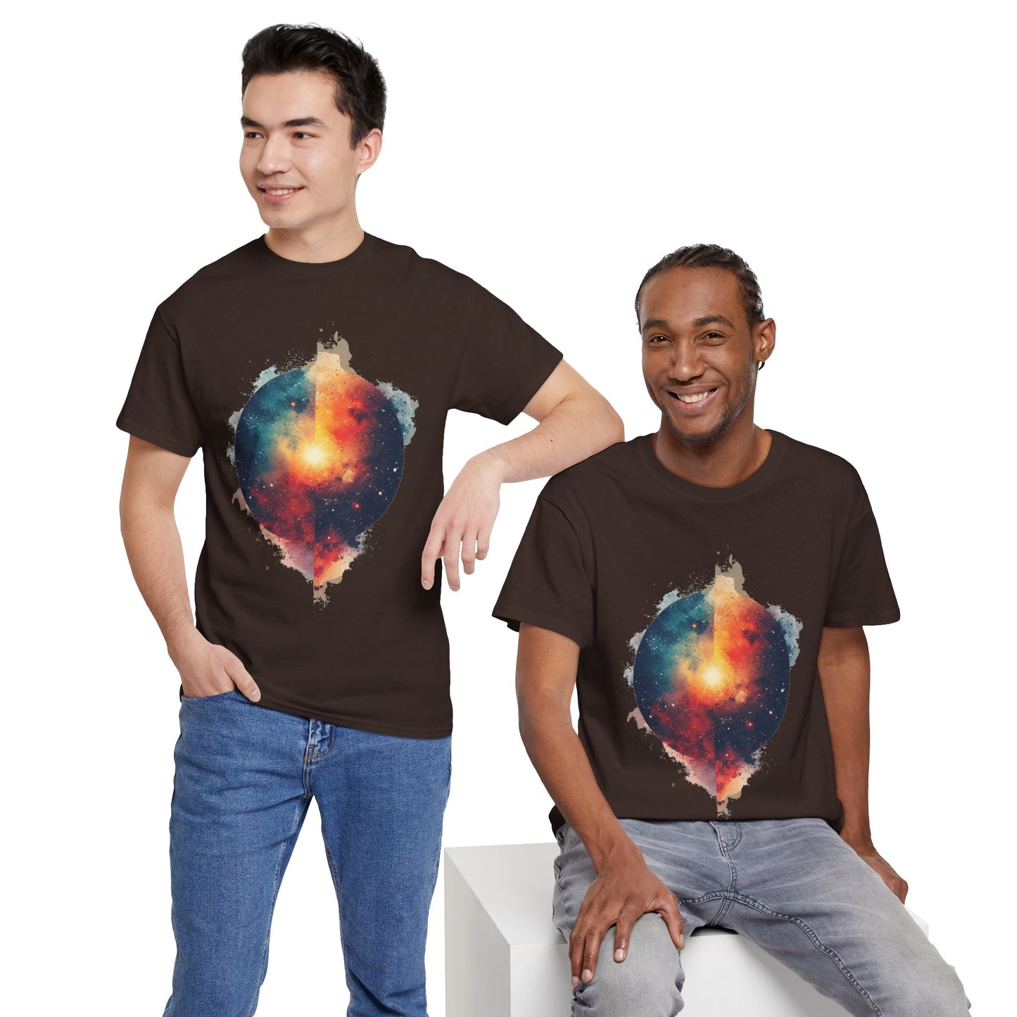 Round Galaxy w/Nebula Graphic Art Tee Shirt *Multiple Colors*