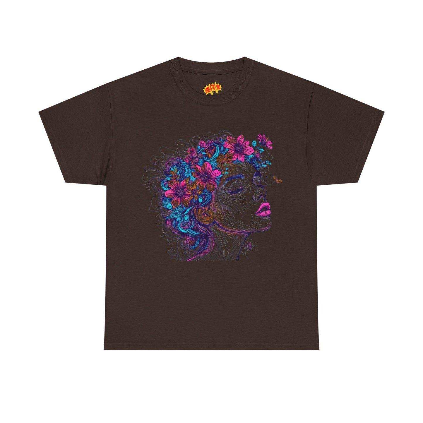 Multicolor Line Drawing Human Flower Graphic Art Tee Shirt *Multiple Colors*