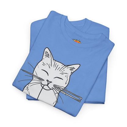 White Cat w/Yarn Ball Art Drawing Tee Shirt