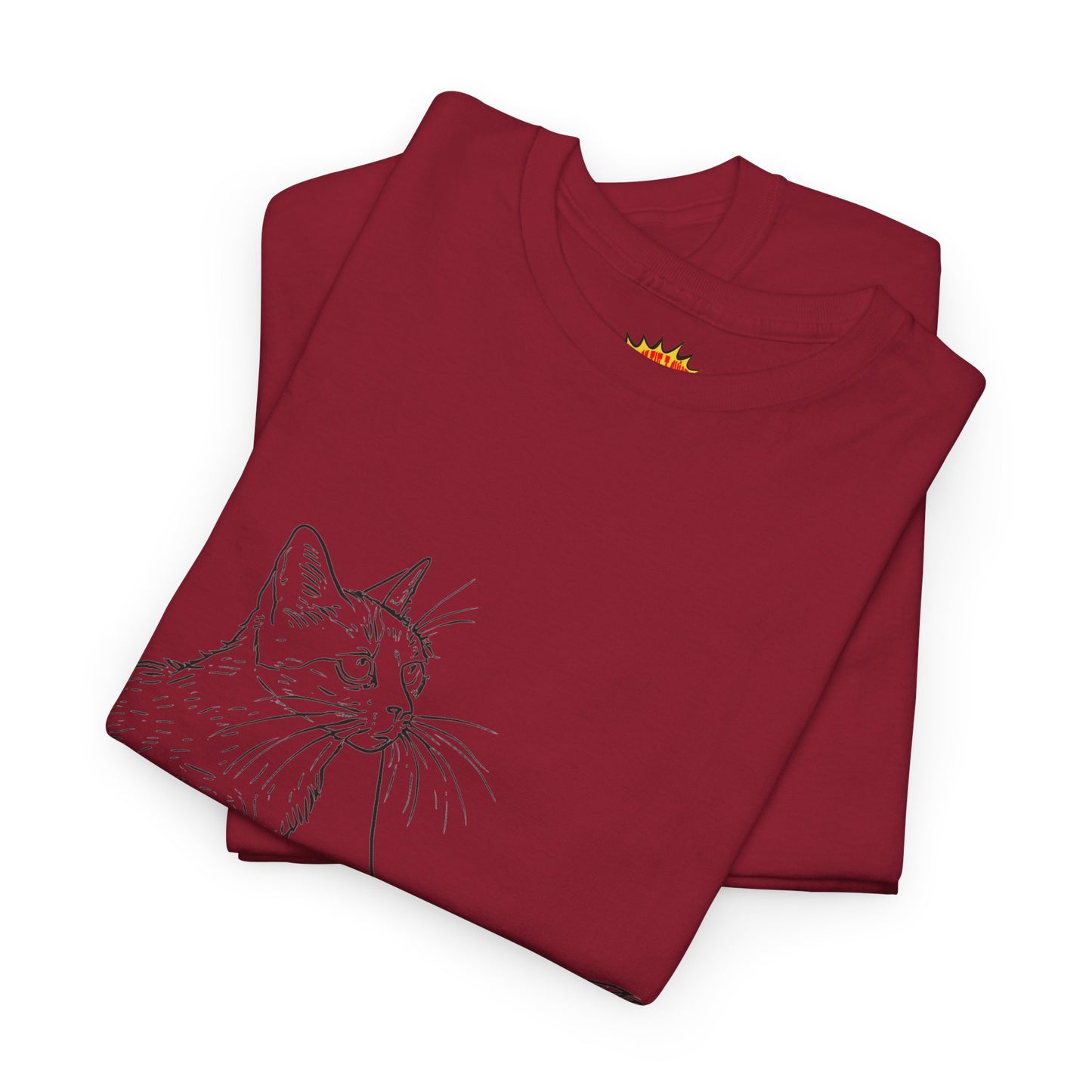 Cat w/Yarn Line Drawing Art Tee Shirt *Multiple Colors*