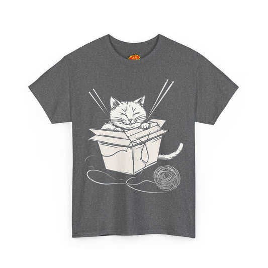Cat w/Box + Yarn Ball Art Drawing Tee Shirt *Multiple Colors*