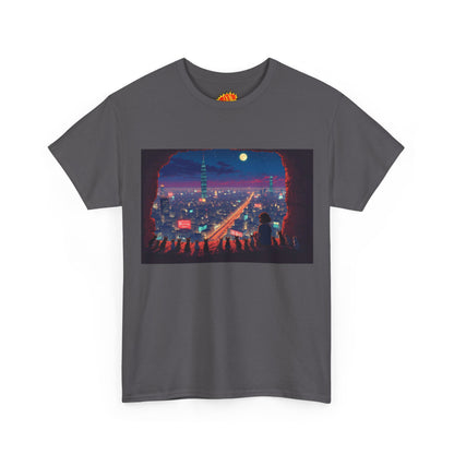 Anime Neon Cityscape Scene w/Cats T-Shirt