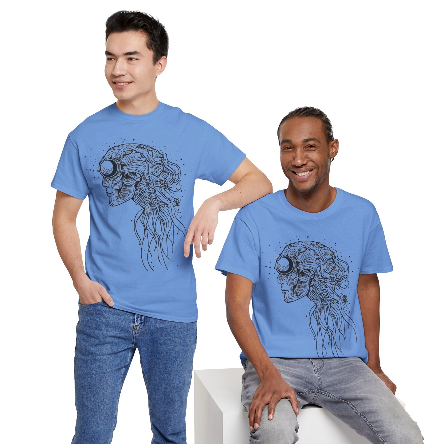 Humanoid Line Drawing Face Graphic Art Tee Shirt *Multiple Colors*