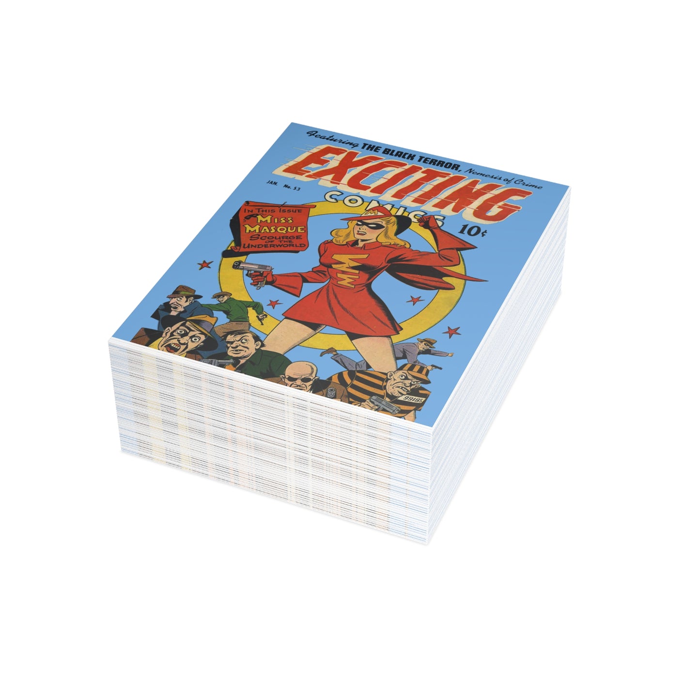 Exciting Comics #53 Feat. Miss Masque Postcards w/Envelopes