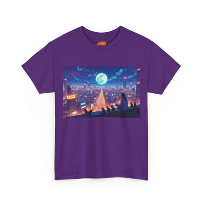 Anime Neon Night Cityscape w/Cats T-Shirt