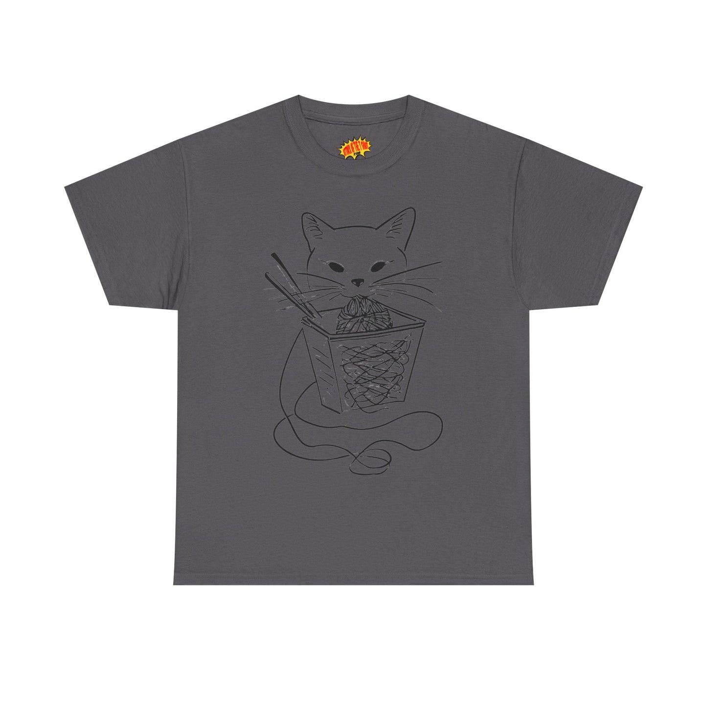 Cat w/Noodles Line Art Drawing Tee Shirt *Multiple Colors*