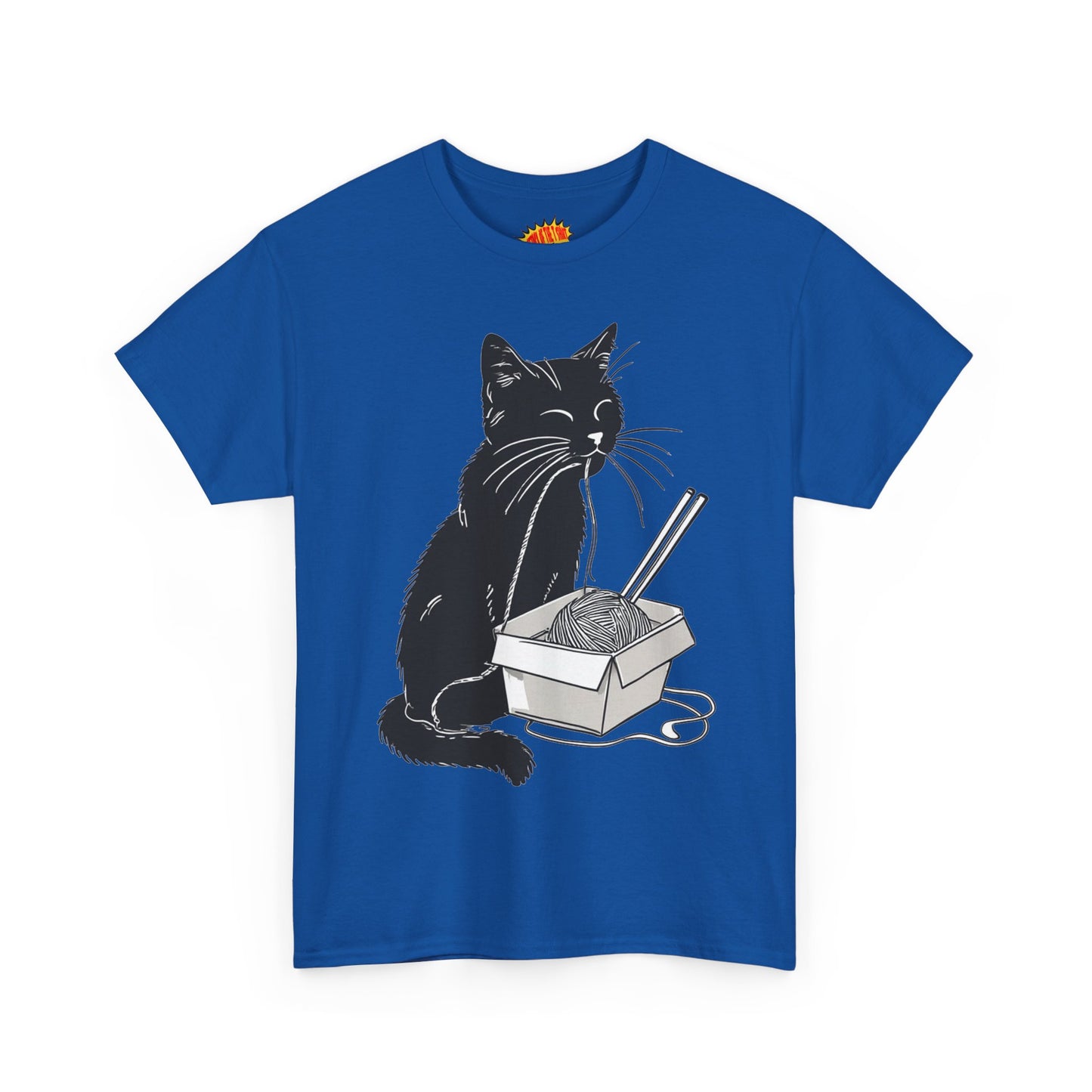 Black Cat w/Noodles Drawing Art Tee Shirt *Multiple Colors*