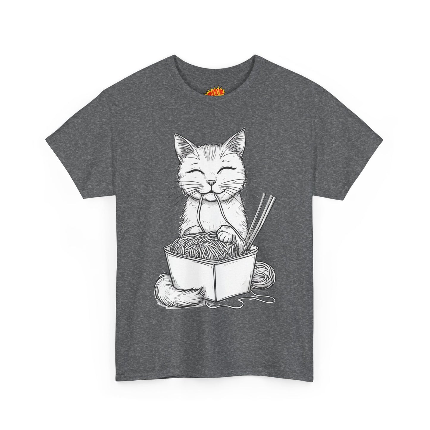 Cat w/Noodles Drawing Art Tee Shirt *Multiple Colors*