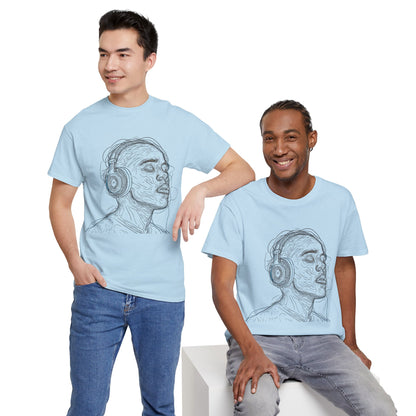 Line Drawing Portrait Graphic Music Art Tee Shirt