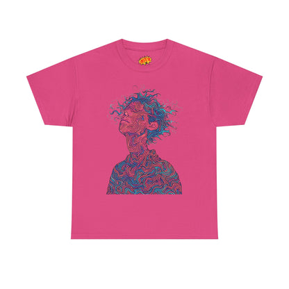 Line Drawing Multicolor Human Graphic Art Tee Shirt