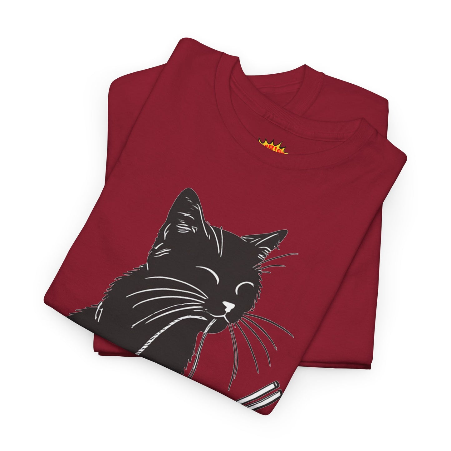 Black Cat w/Noodles Drawing Art Tee Shirt *Multiple Colors*