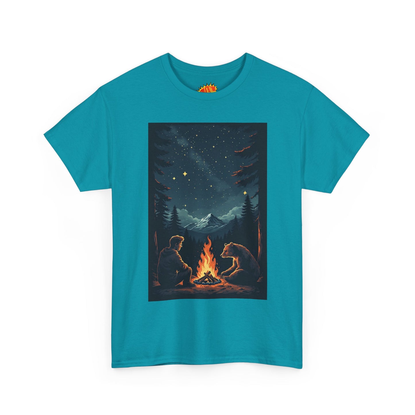 Mountain Man w/Bear Campfire Scene T-Shirt *Multiple Colors*