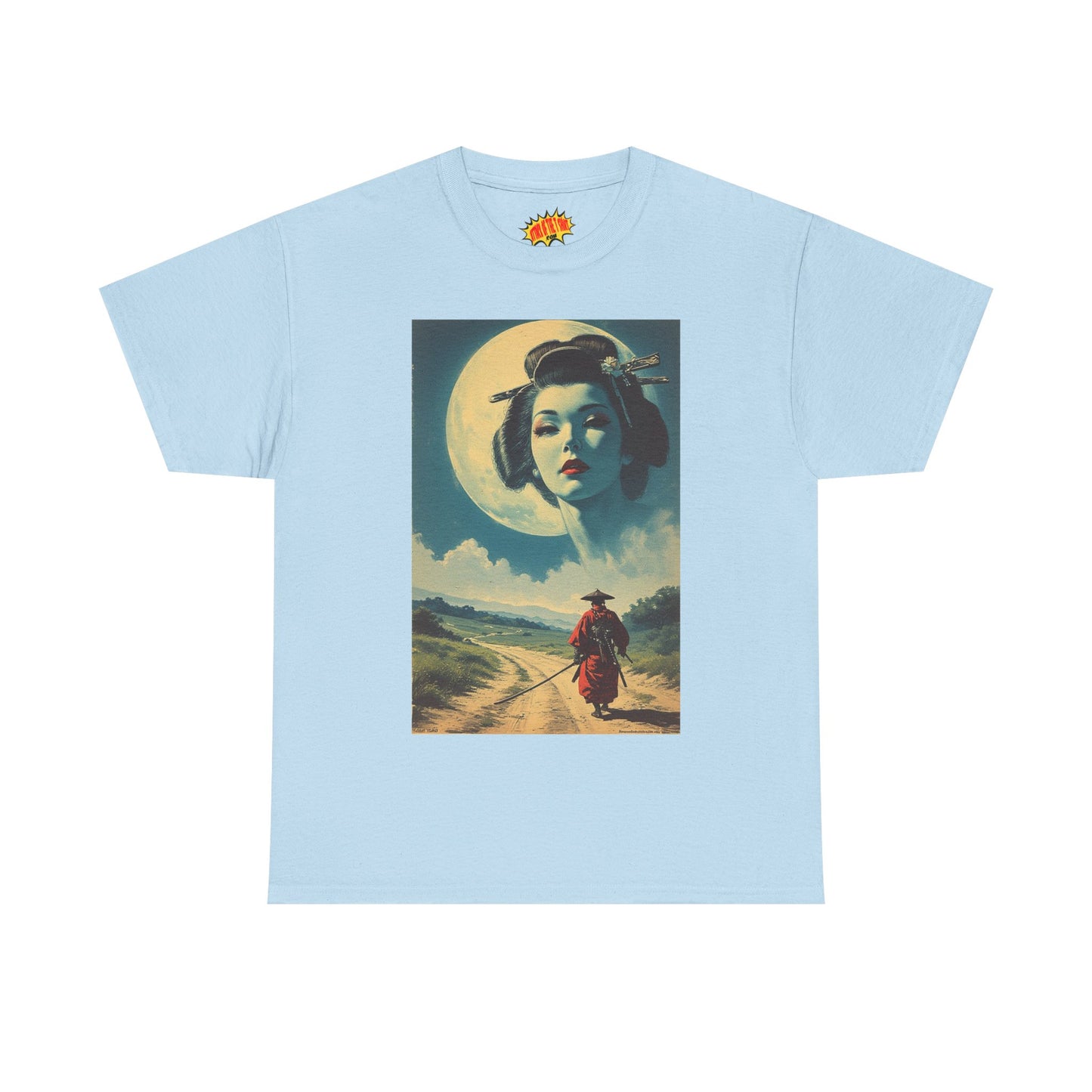 Travelling Samurai w/Moon Geisha Woman T-Shirt *Multiple Colors*