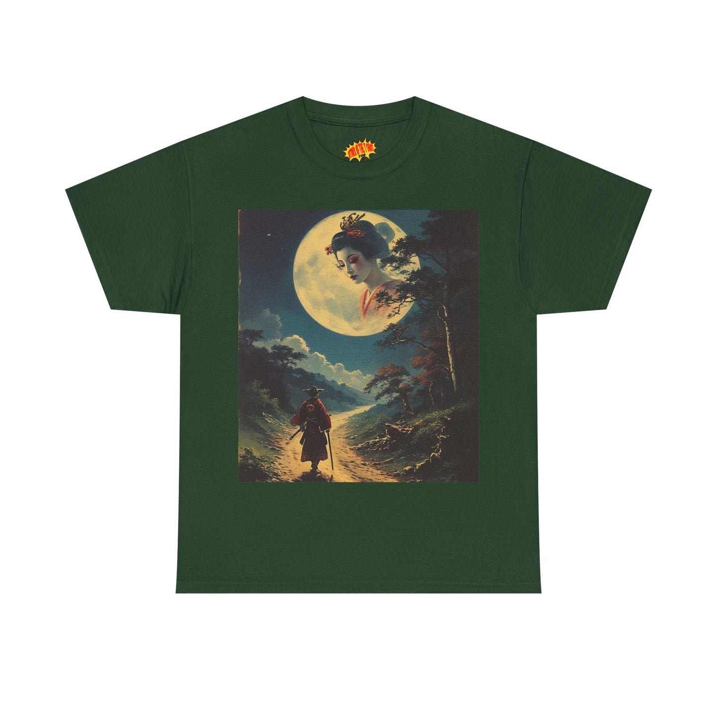 Travelling Samurai w/Full Moon Geisha T-Shirt *Multiple Colors*