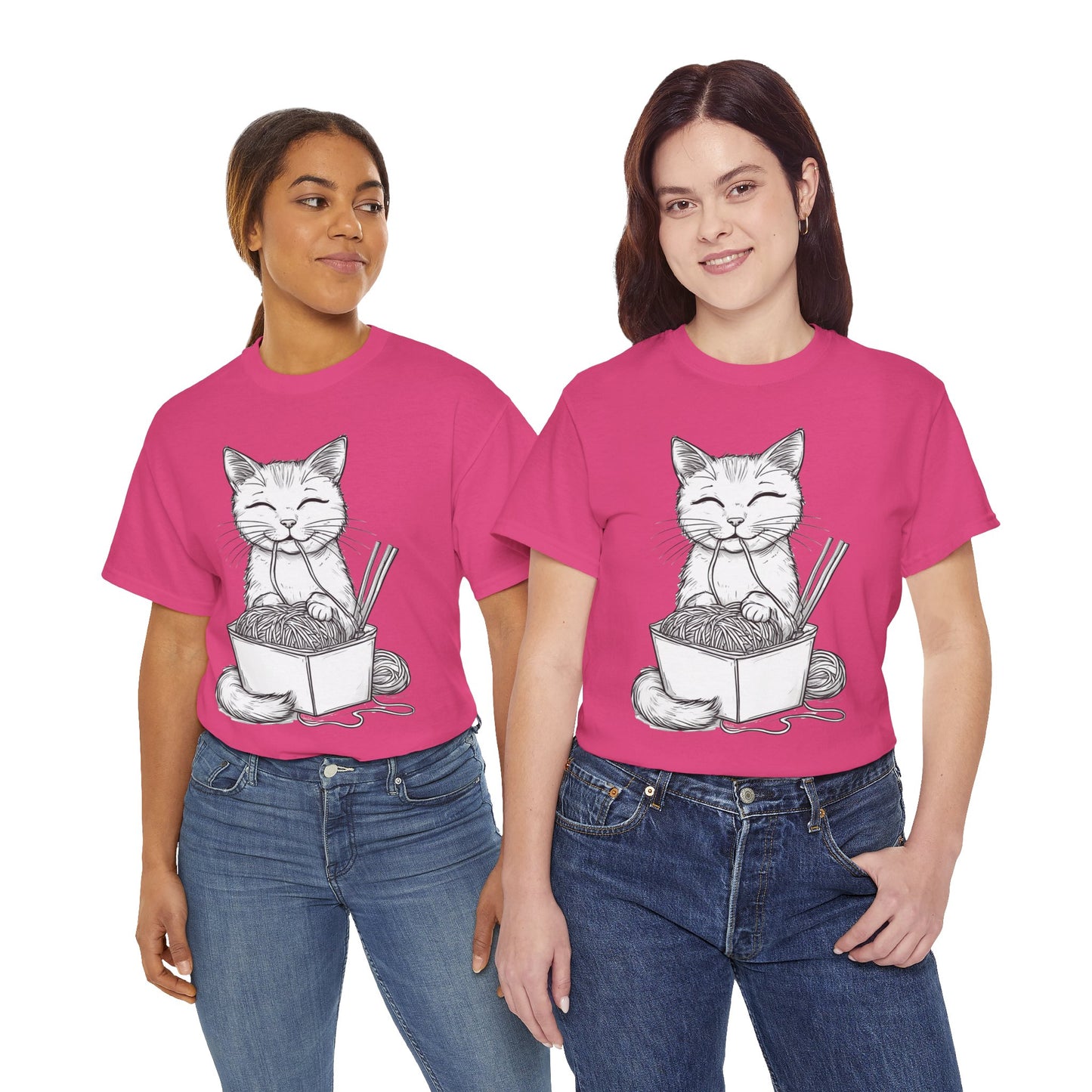 Cat w/Noodles Drawing Art Tee Shirt *Multiple Colors*