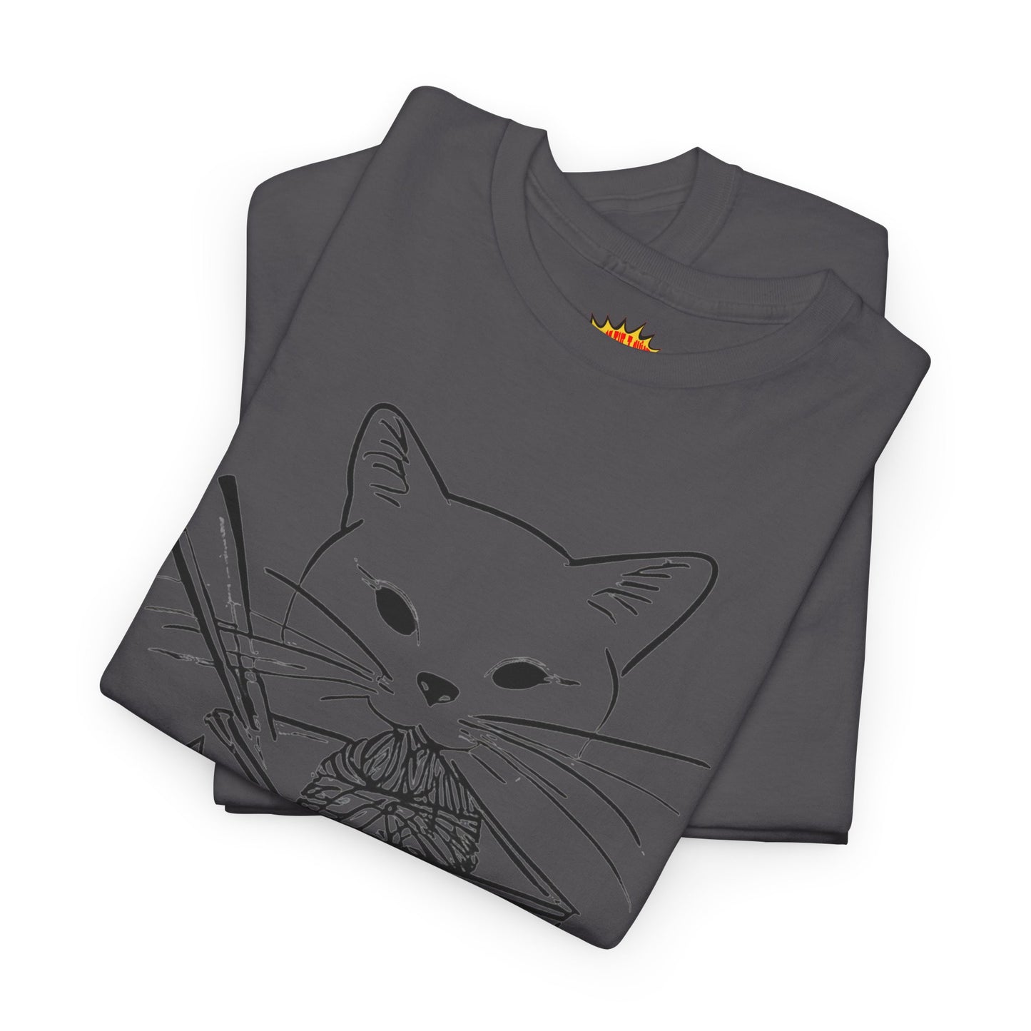 Cat w/Noodles Line Art Drawing Tee Shirt *Multiple Colors*