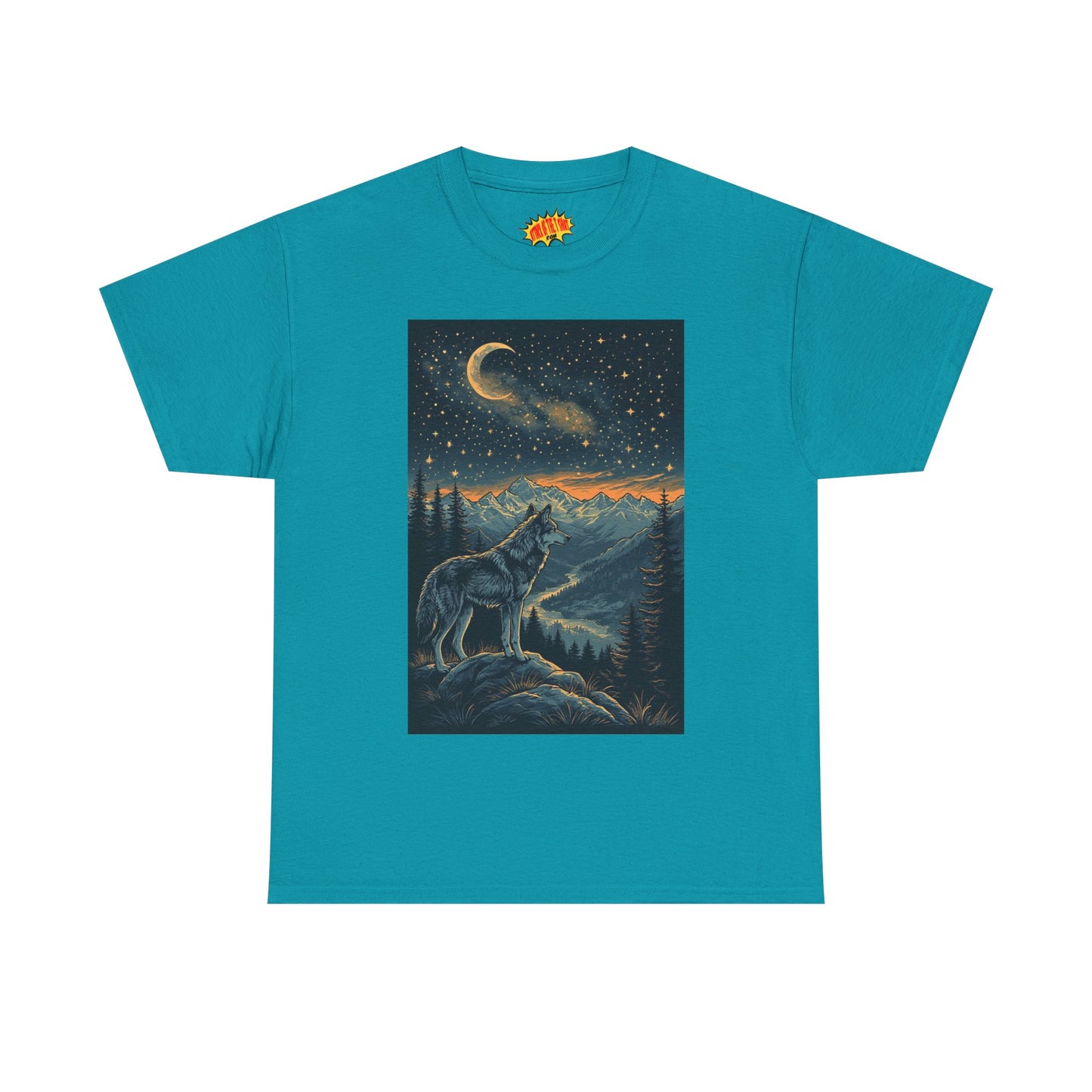 Mountain Wolf Sliver Moon Scene T-Shirt *Multiple Colors*