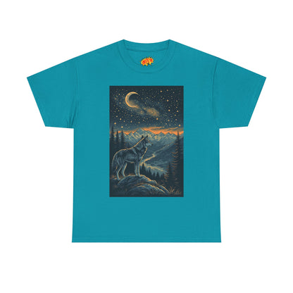 Mountain Wolf Sliver Moon Scene T-Shirt