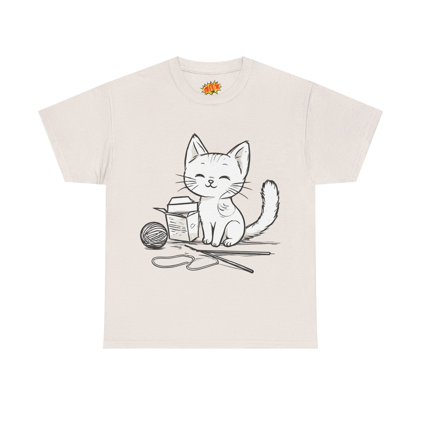 White Cat w/Takeout Yarn Art Tee Shirt *Multiple Colors*