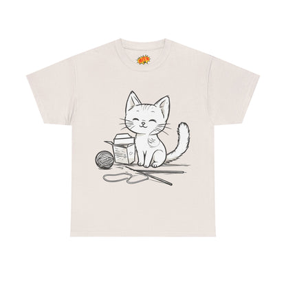 White Cat w/Takeout Yarn Art Tee Shirt