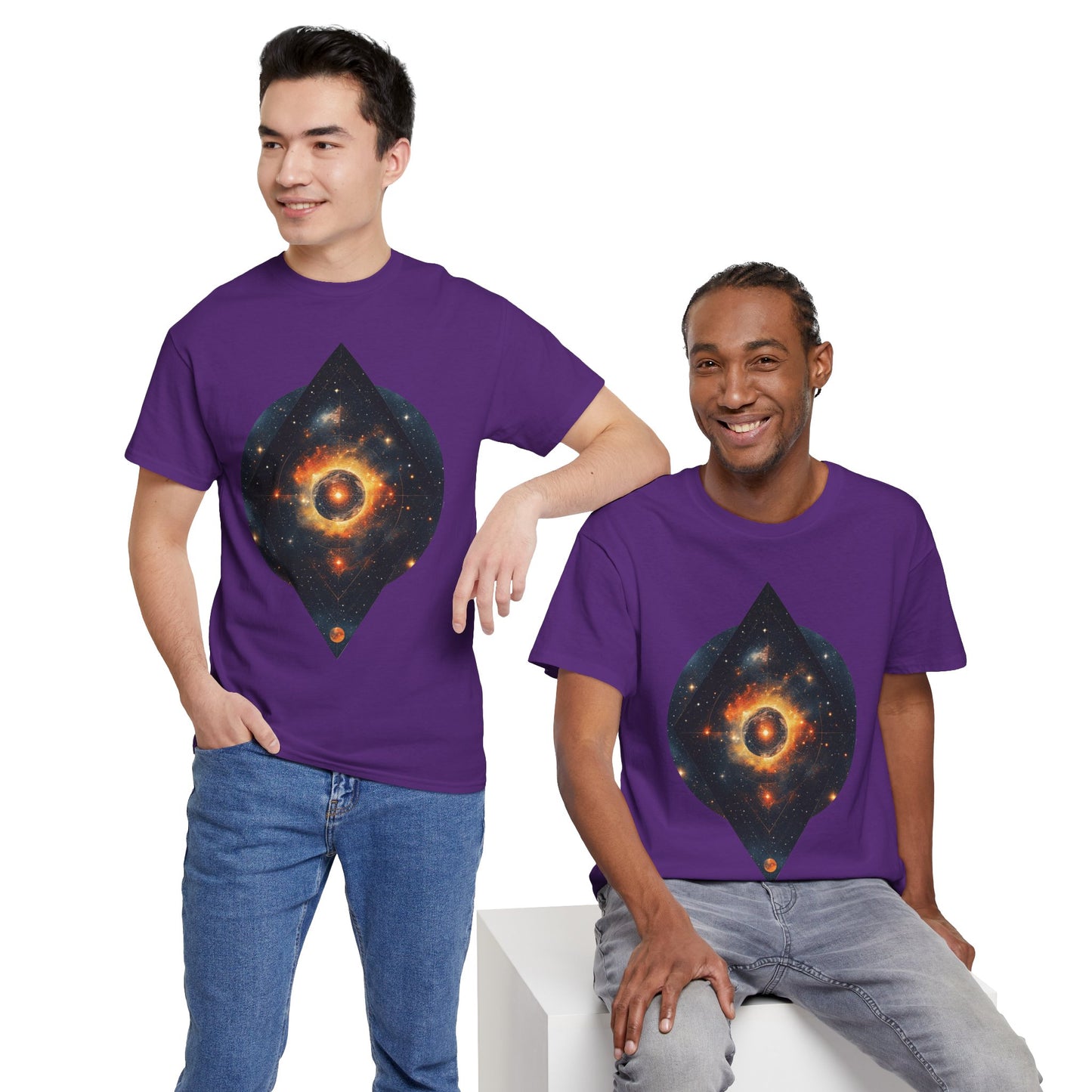 Rounded Diamond Shape Nebula Graphic Space Art Tee Shirt *Multiple Colors*