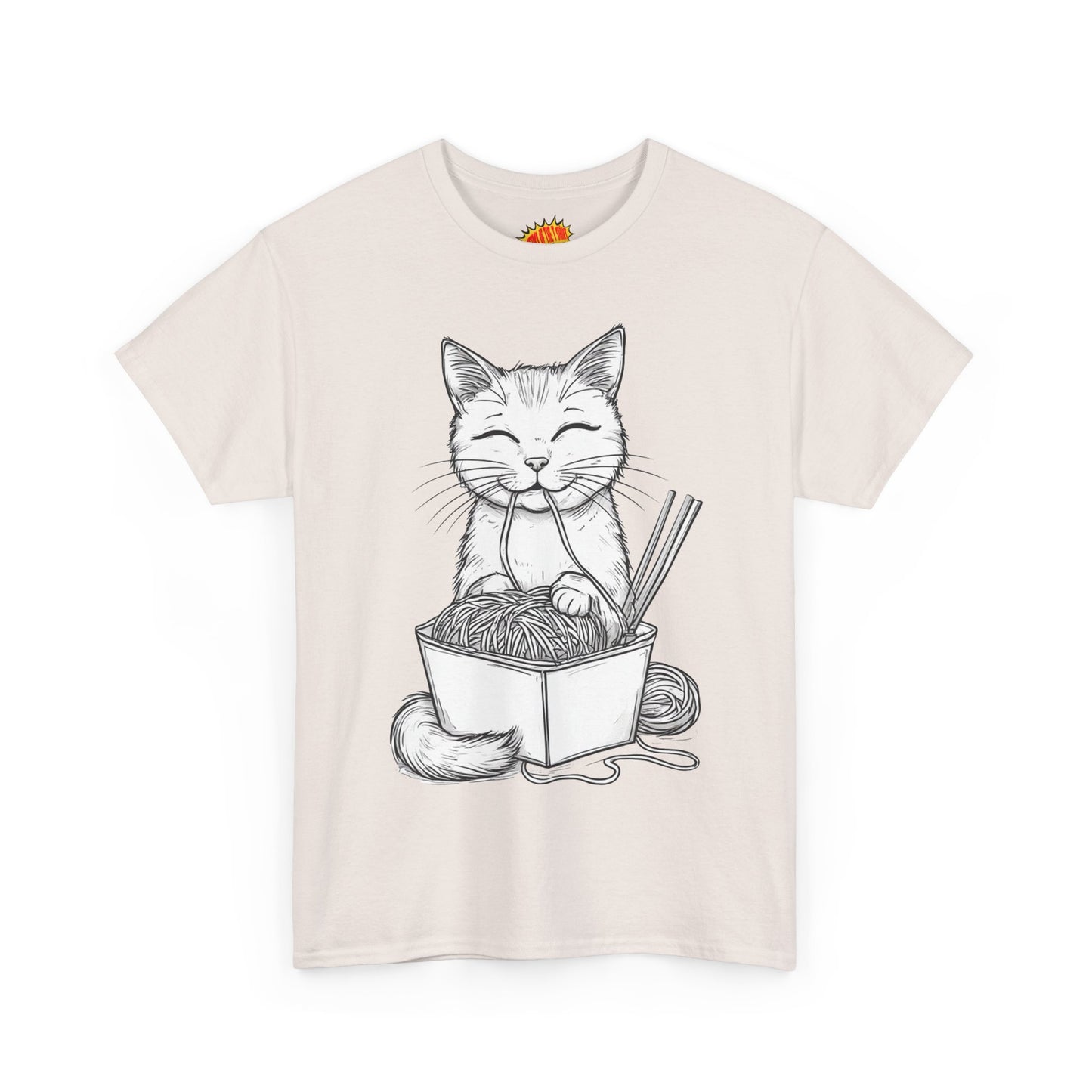 Cat w/Noodles Drawing Art Tee Shirt *Multiple Colors*
