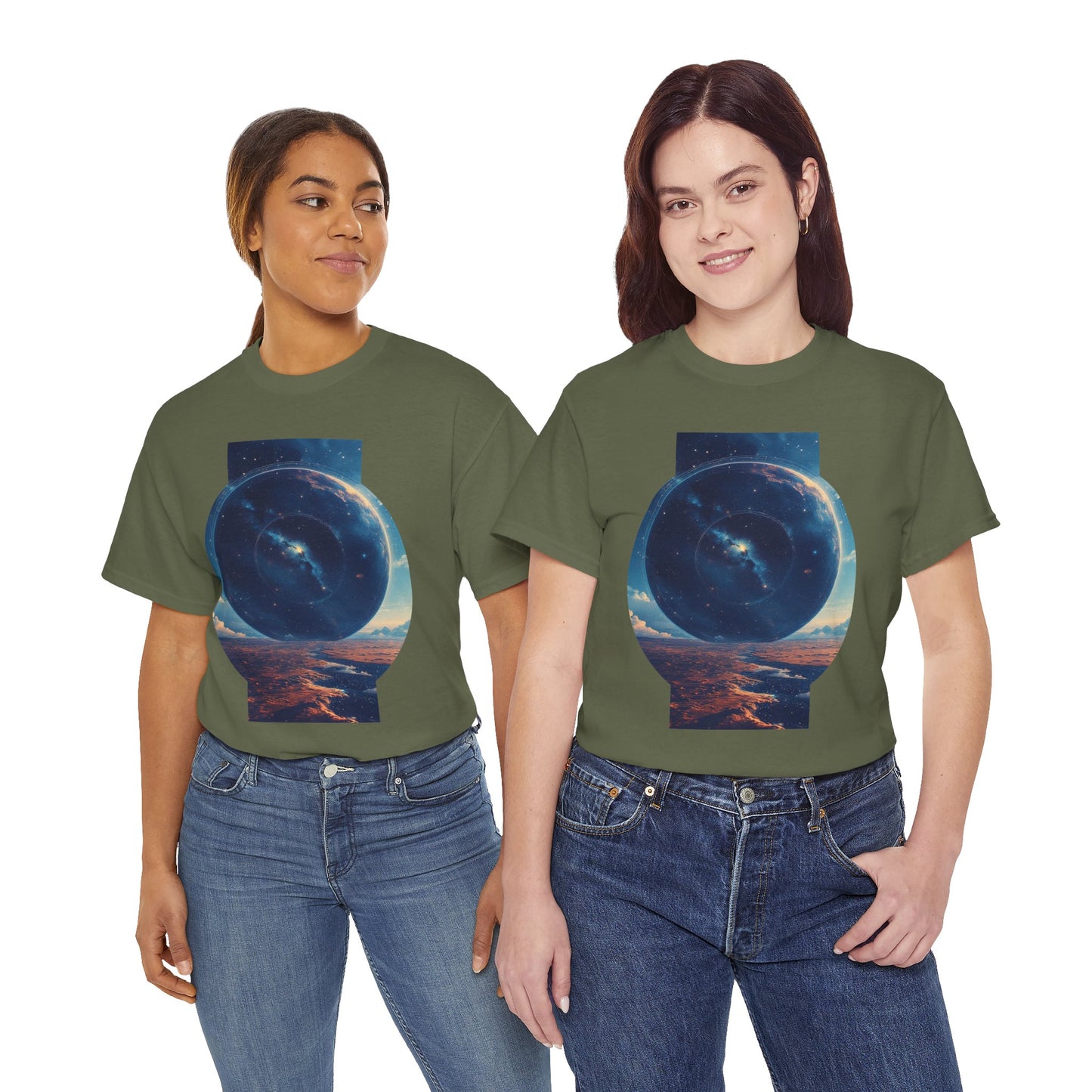 Round Galaxy Space Graphic Art Tee Shirt *Multiple Colors*