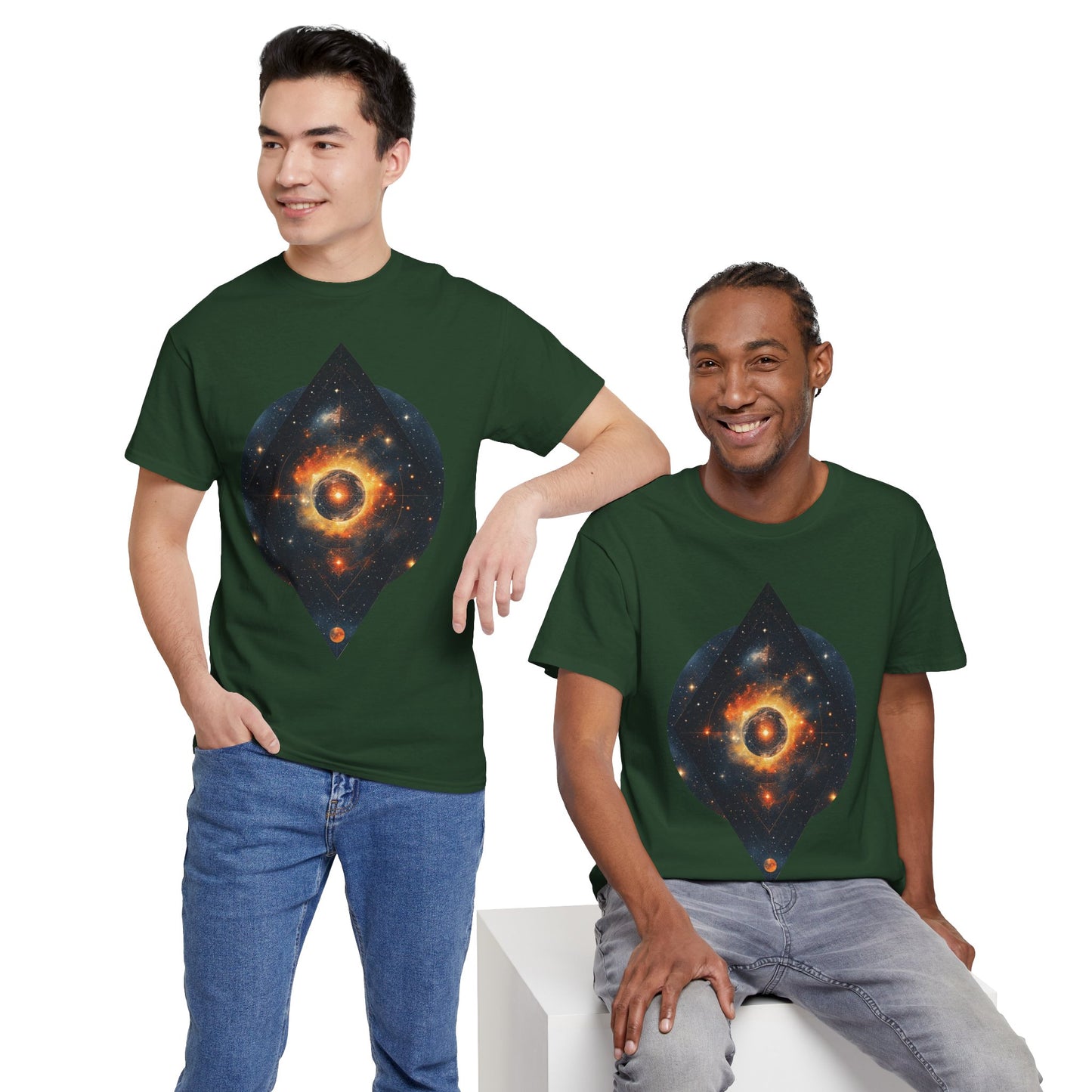 Rounded Diamond Shape Nebula Graphic Space Art Tee Shirt *Multiple Colors*
