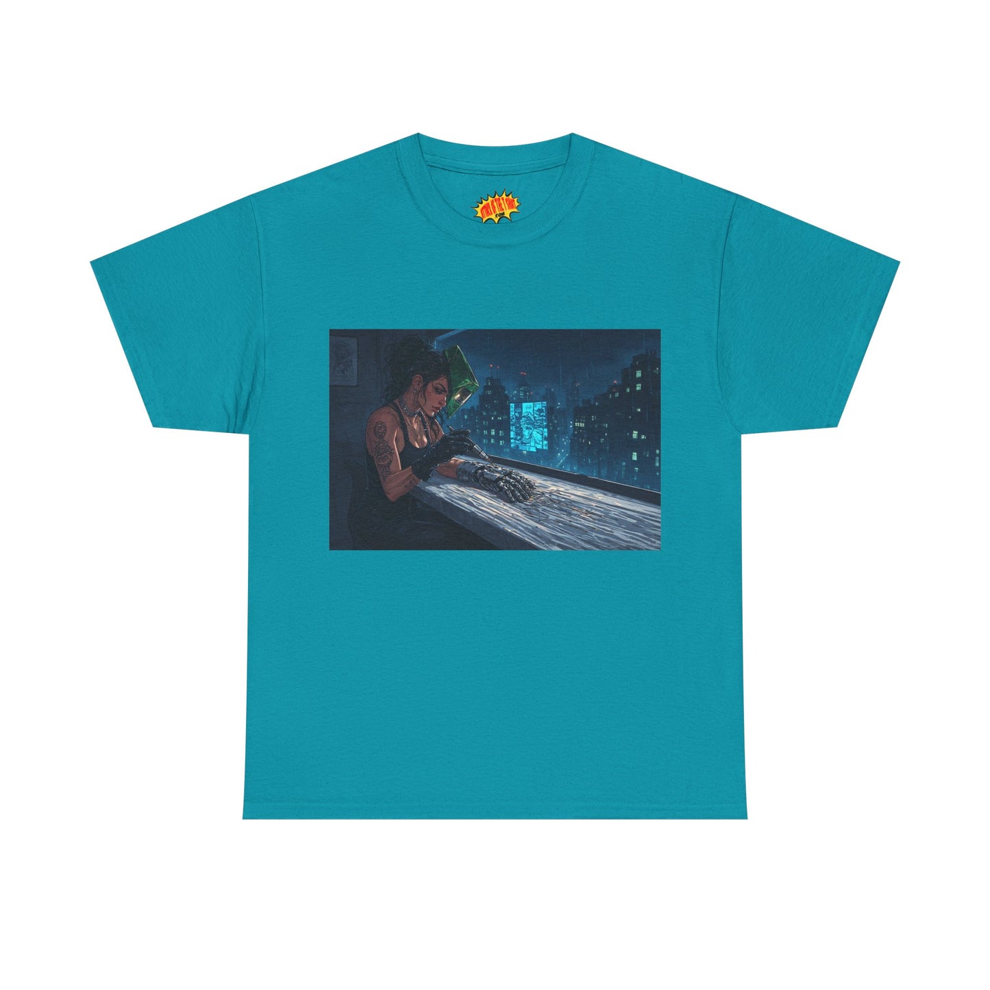 Cyberpunk Women w/Cybernetic Hand Scene T-Shirt *Multiple Colors*