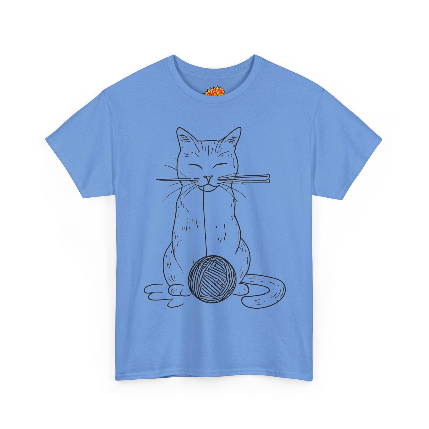 Cat w/Yarn Ball Line Art Drawing Tee Shirt *Multiple Colors*
