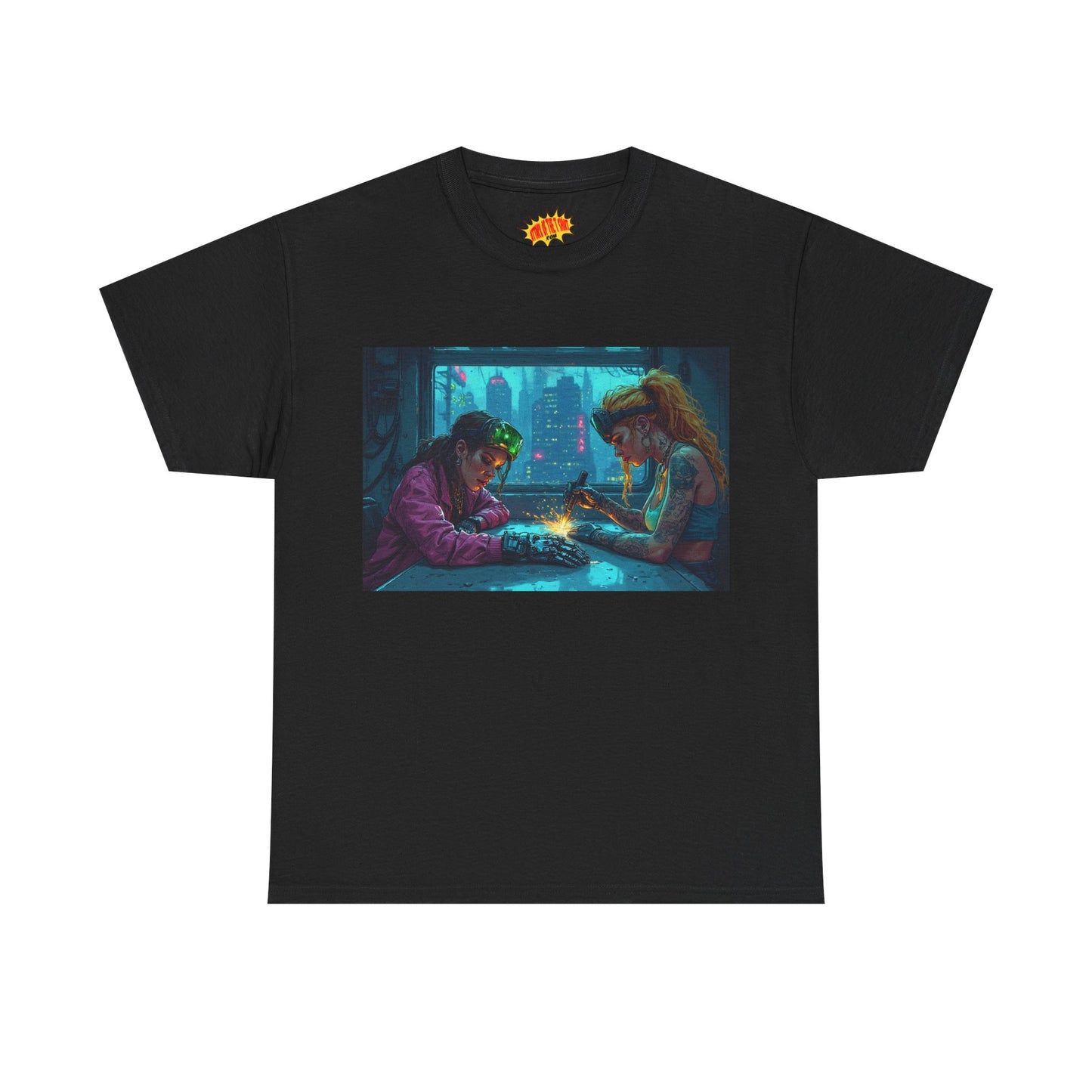Cyberpunk Ladies Welding Scene T-Shirt *Multiple Colors*