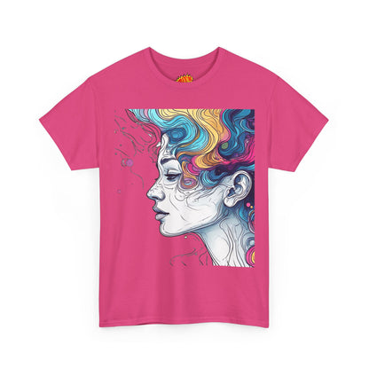 Face w/Color Hair Graphic Art Tee Shirt