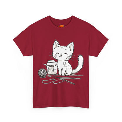 White Cat w/Takeout Yarn Art Tee Shirt