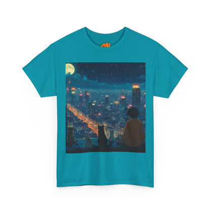 Anime City Night Scene w/Cats T-Shirt