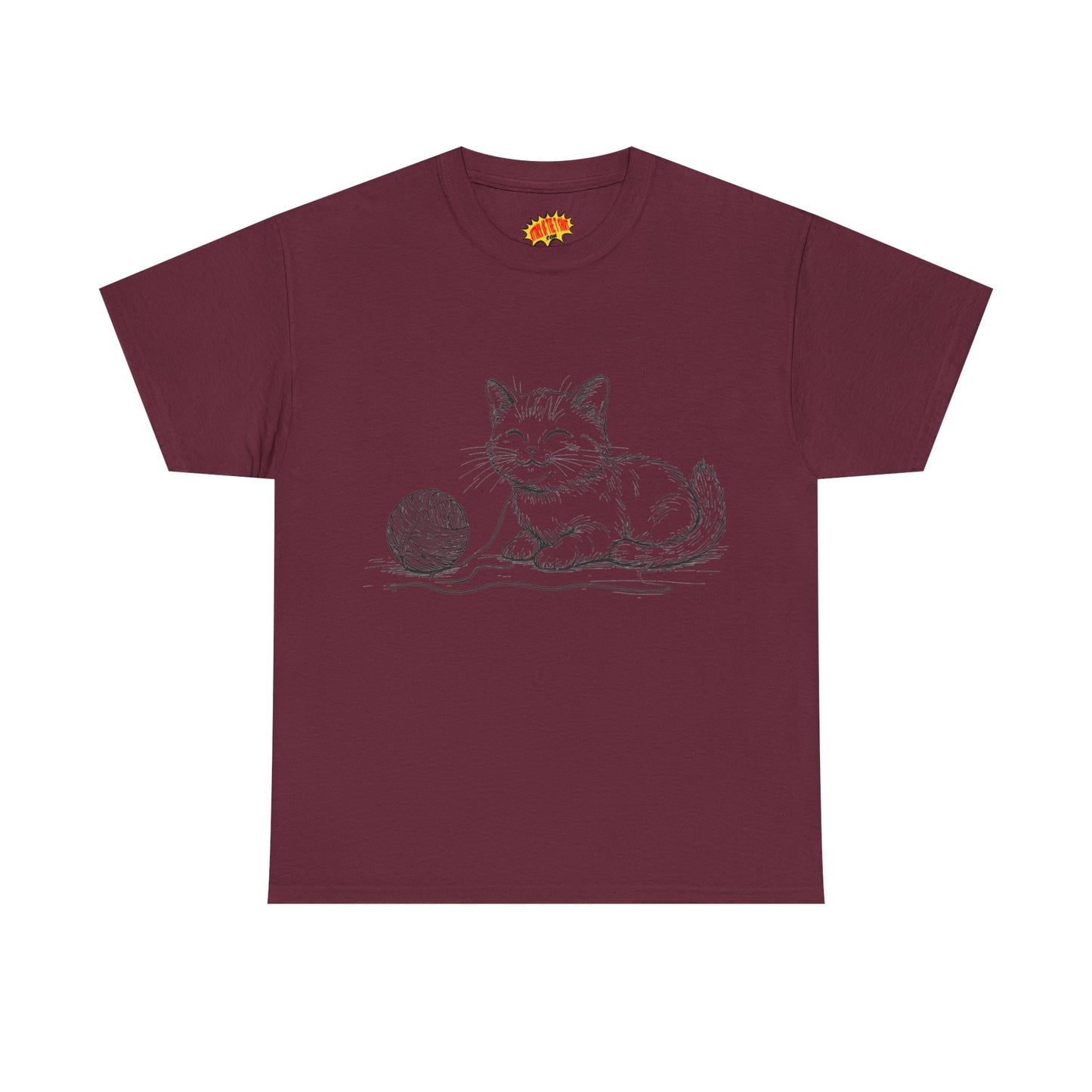 Cat w/Yarn Ball Line Drawing Tee Shirt *Multiple Colors*
