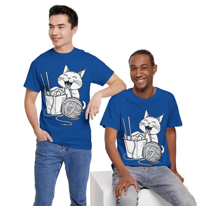 Happy Cat w/Noodles + Yarn Art Tee Shirt