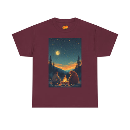 Mountain Man w/ Brown Bear Campfire Scene T-Shirt