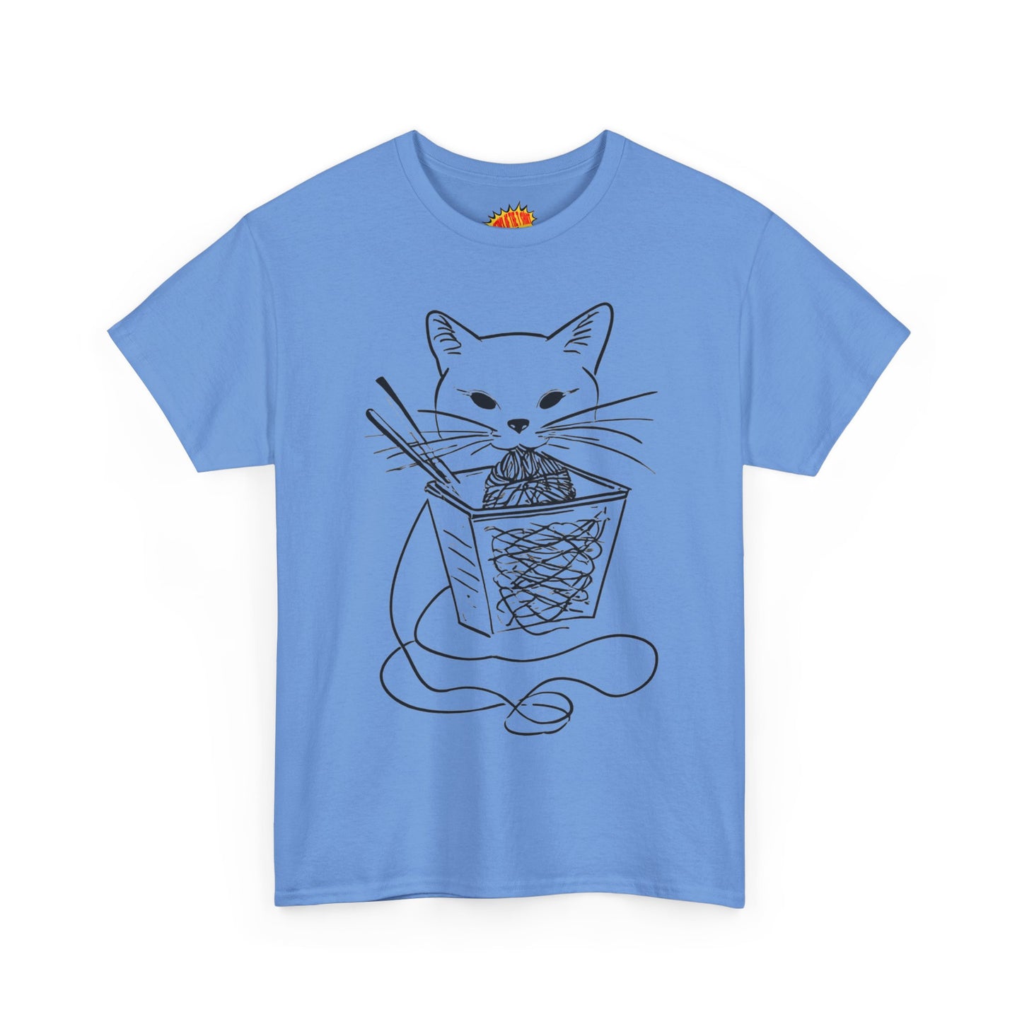 Cat w/Noodles Line Art Drawing Tee Shirt *Multiple Colors*