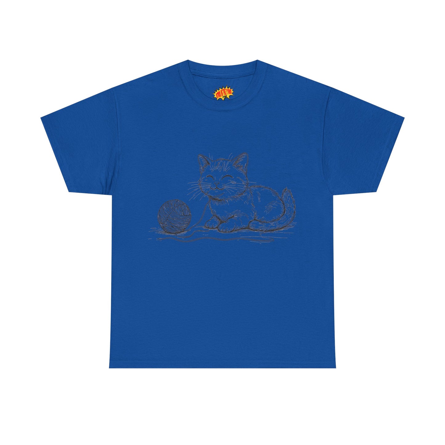Cat w/Yarn Ball Line Drawing Tee Shirt *Multiple Colors*