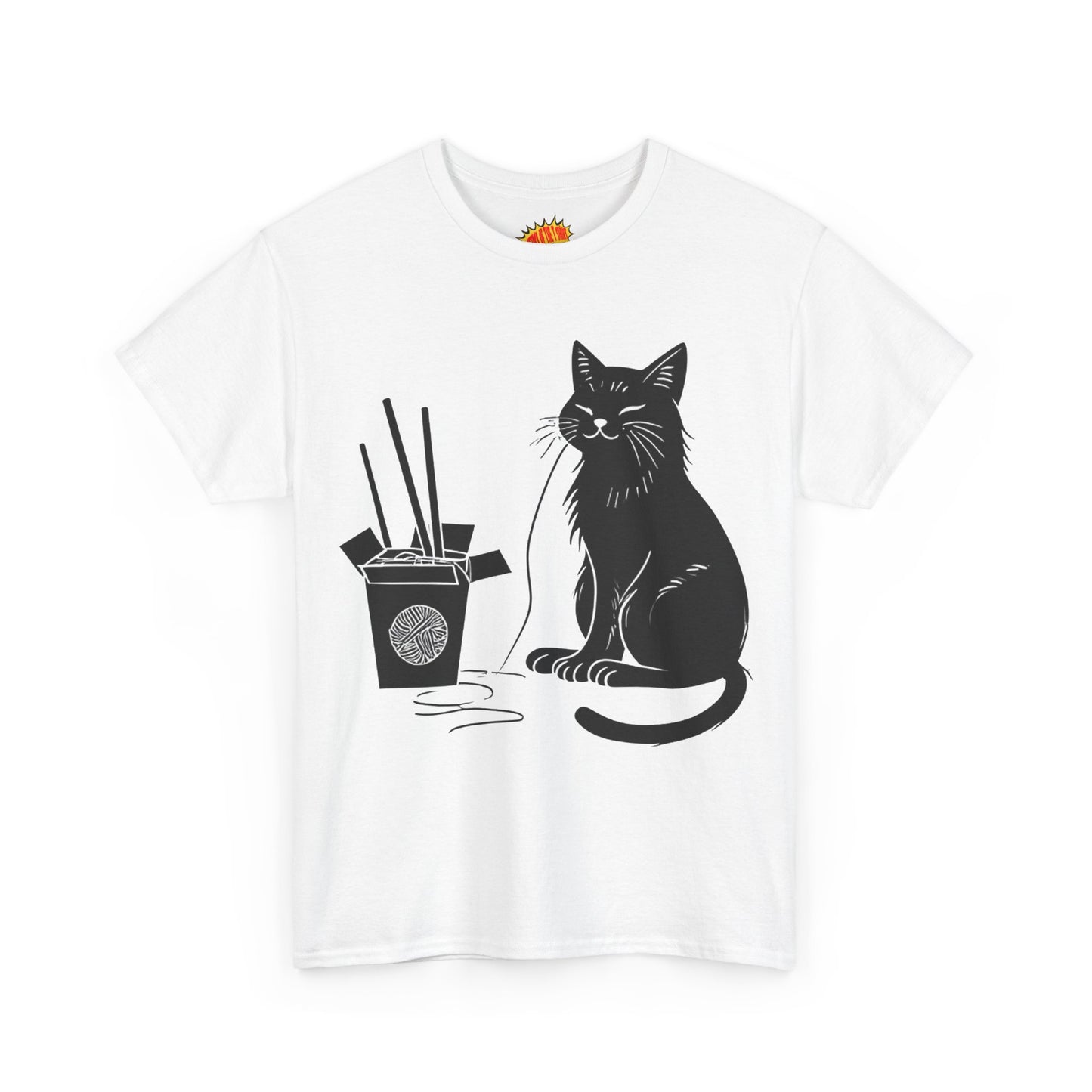 Black Cat w/Takeout Yarn Art Tee Shirt *Multiple Colors*