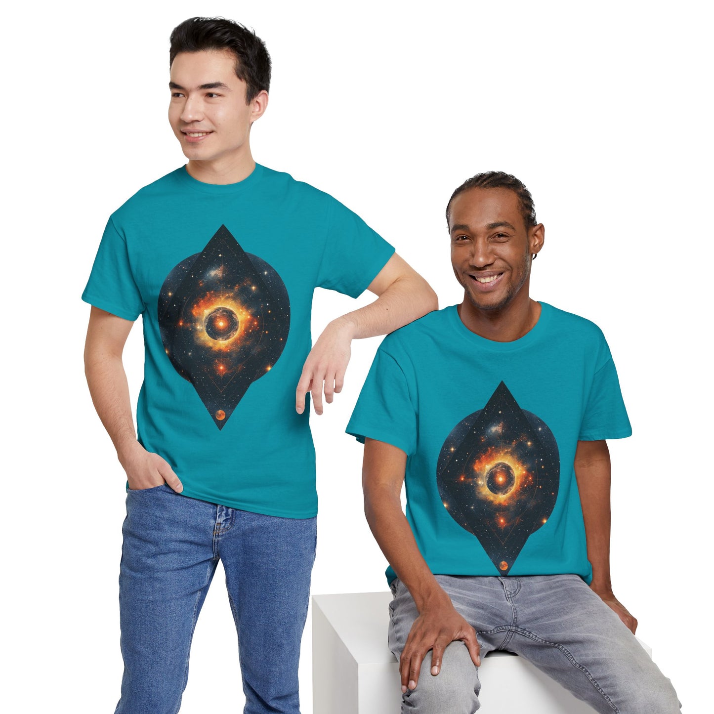 Rounded Diamond Shape Nebula Graphic Space Art Tee Shirt *Multiple Colors*