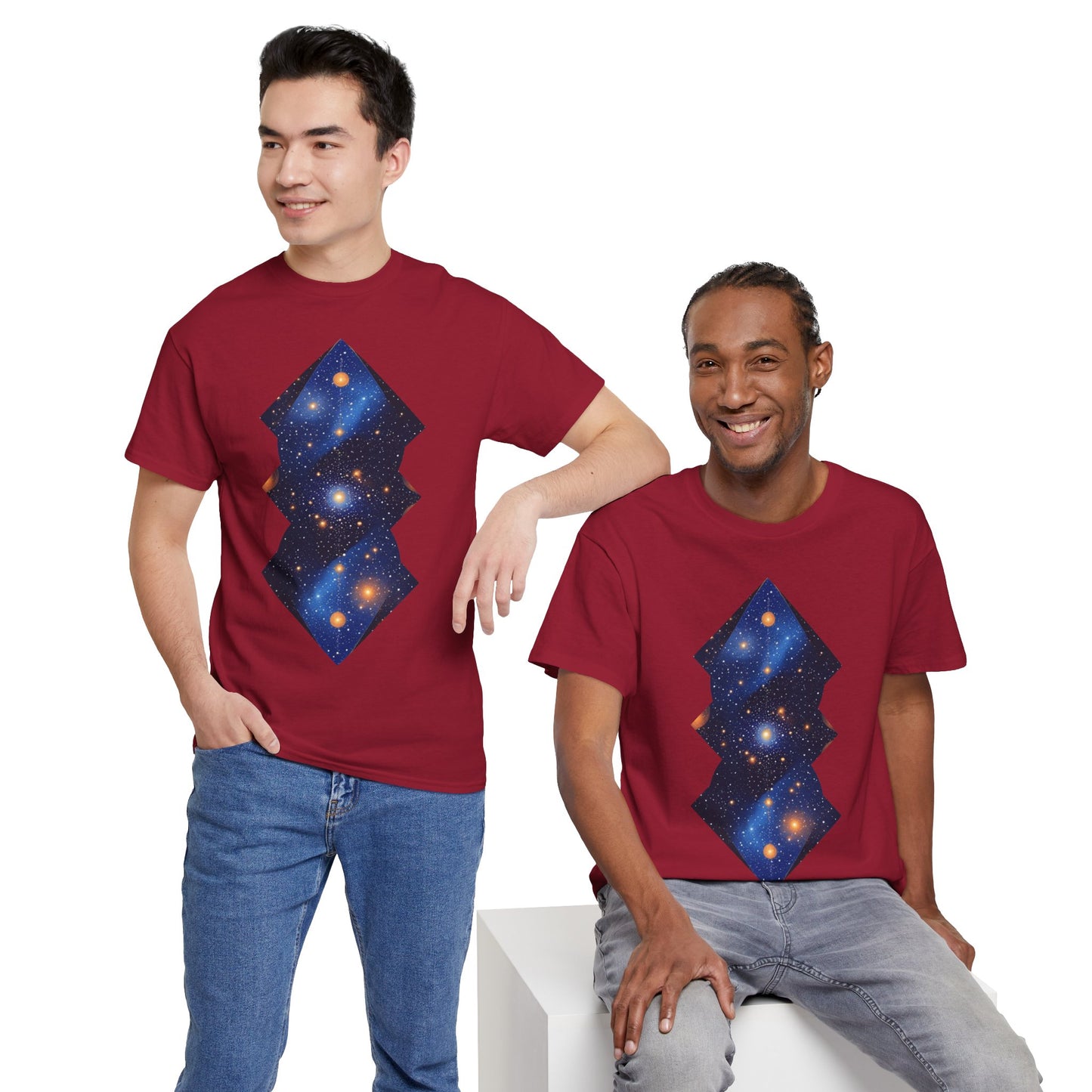 Geometric Shaped Galaxy Graphic Space Art Tee Shirt *Multiple Colors*