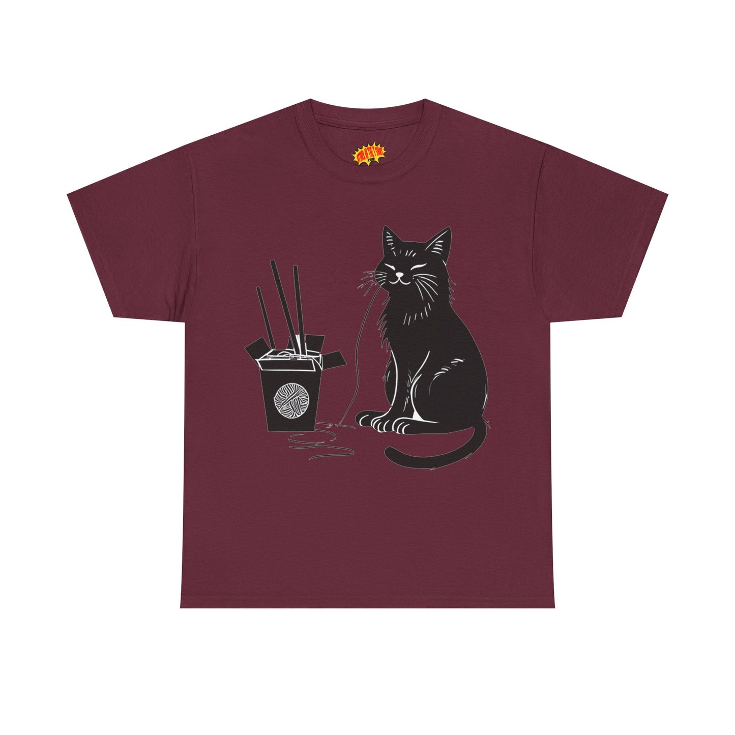 Black Cat w/Takeout Yarn Art Tee Shirt *Multiple Colors*