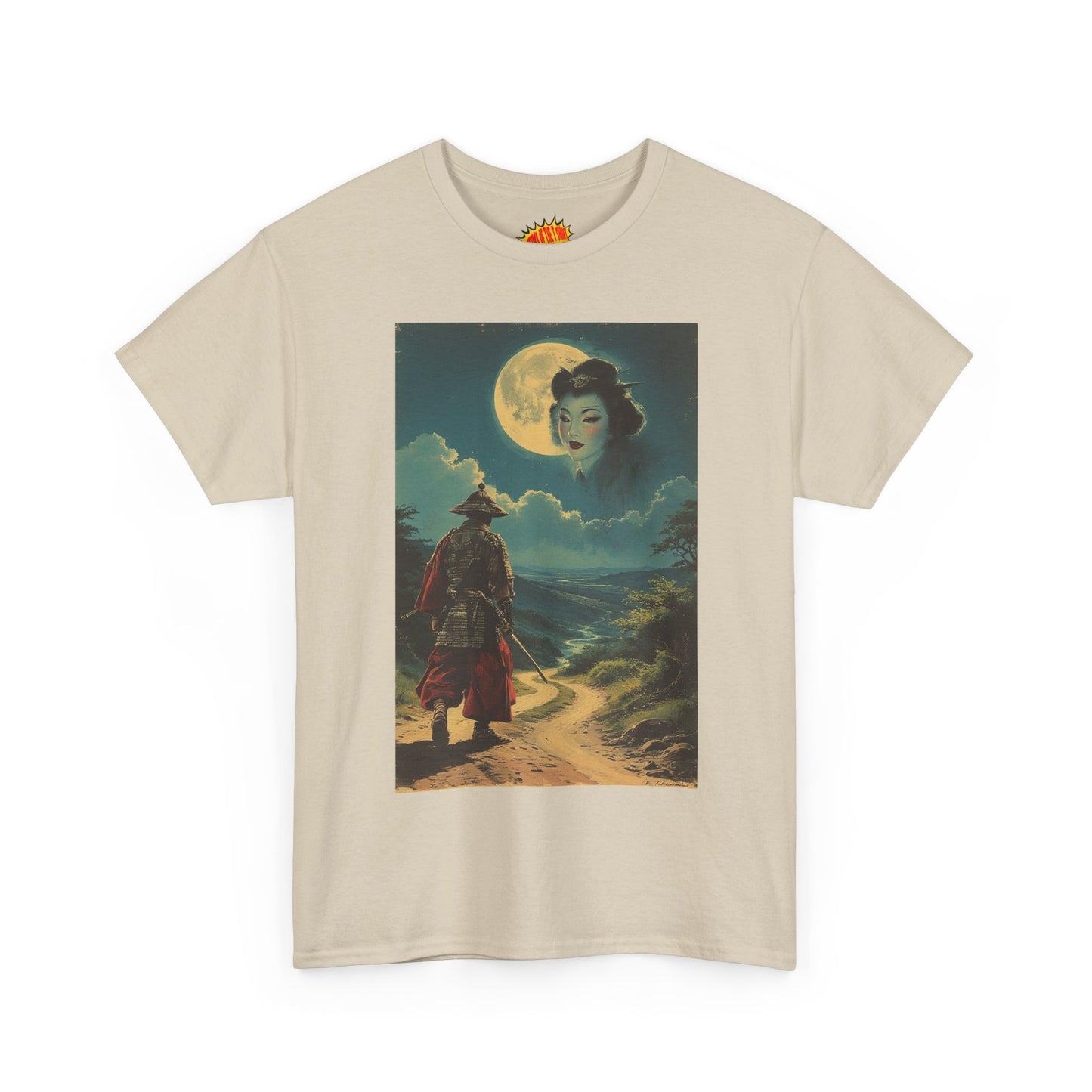 Samurai w/Full Moon Sky Geisha T-Shirt *Multiple Colors*