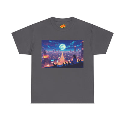 Anime Neon Night Cityscape w/Cats T-Shirt