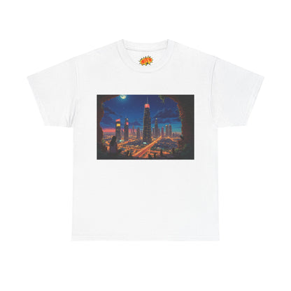 Anime Cityscape Night Scene w/Girl & Cats T-Shirt