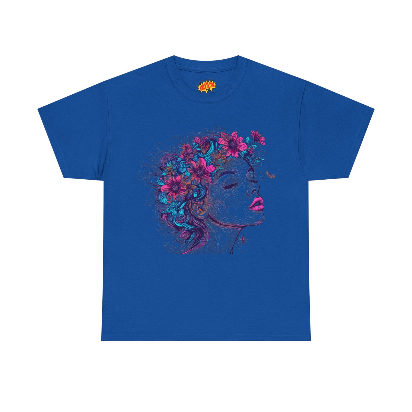 Multicolor Line Drawing Human Flower Graphic Art Tee Shirt *Multiple Colors*