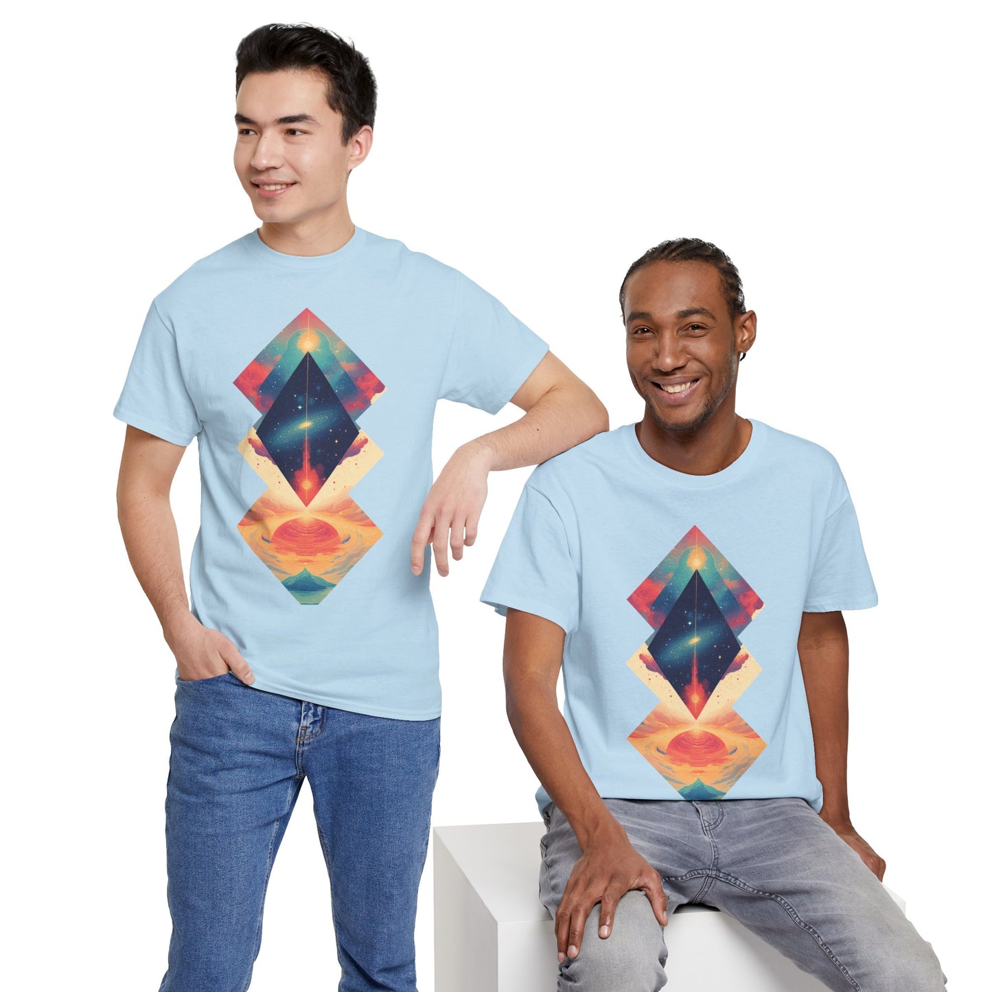 Geometric Shape Galaxy Graphic Space Art Tee Shirt *Multiple Colors*