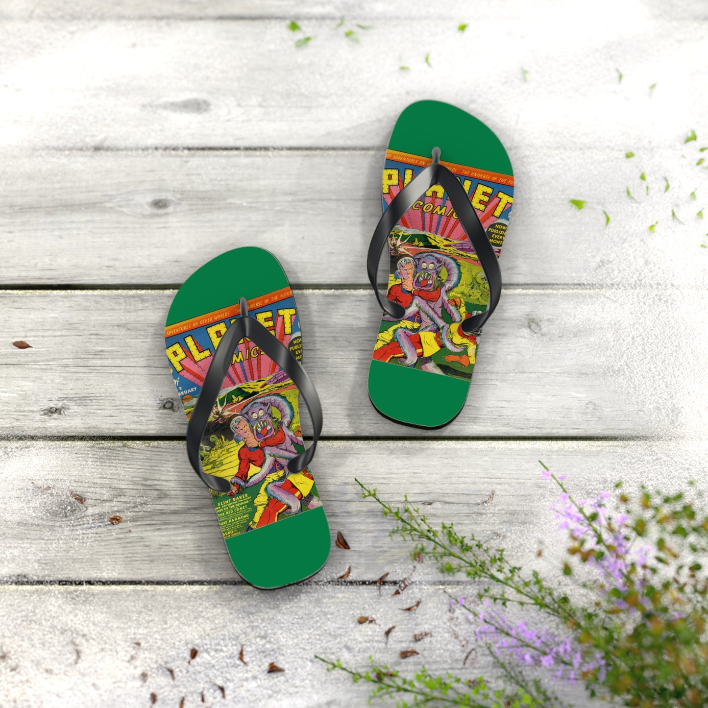 Planet Comics #2 Flip Flops Green *Multiple Sizes Available*