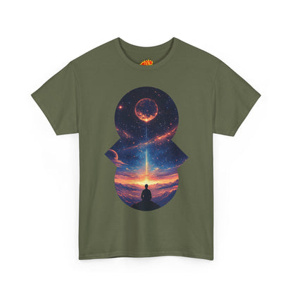 Cosmic Meditation w/Planet Space Graphic Art Tee Shirt